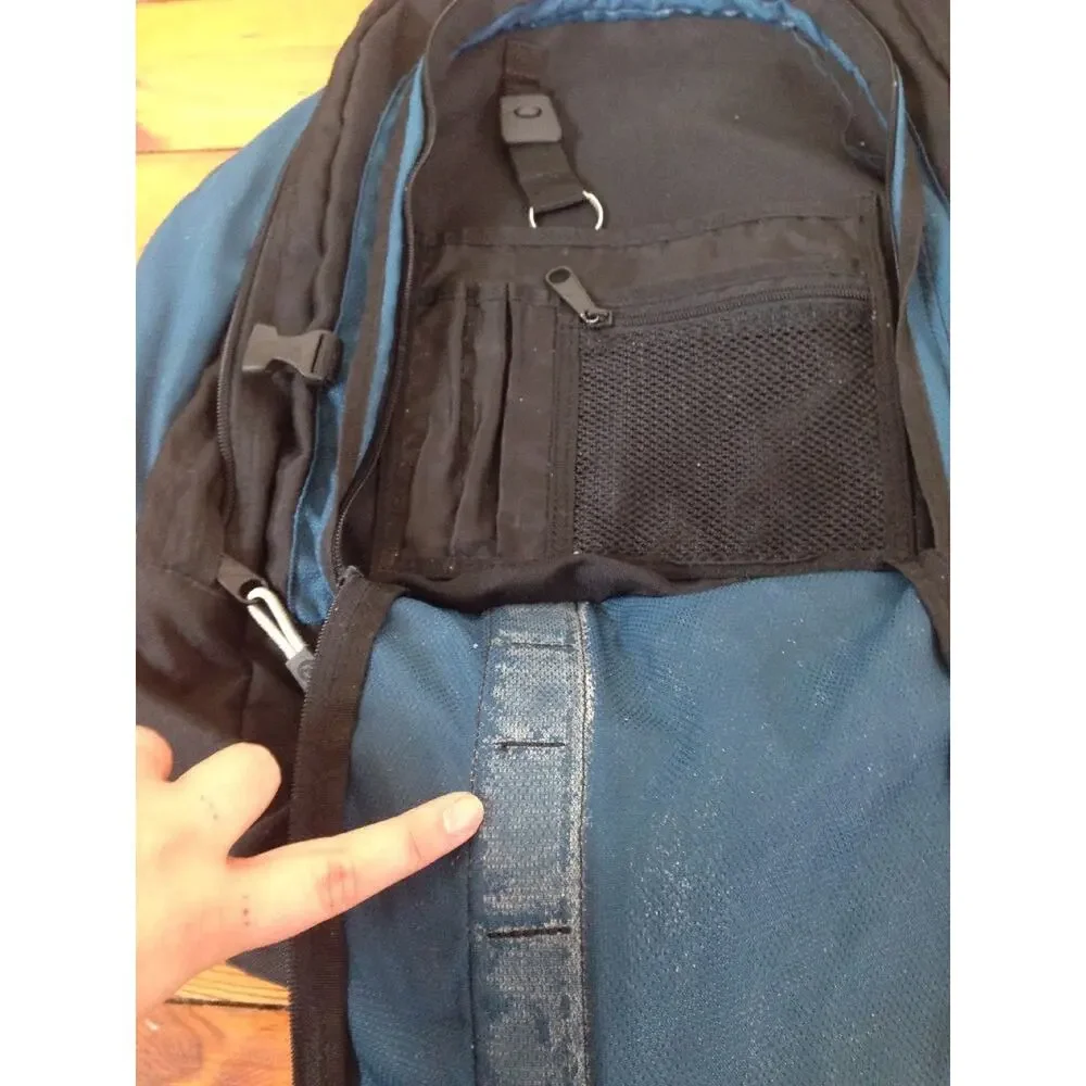 Vtg Outdoor Products Blue Nylon Multi-Pocket Backpack Daypack Bookbag Travel Bag